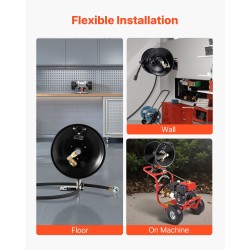 Korkeapaineletkukela teräksinen 15,2 m 3/8-tuuma käsikampi seinä-, lattia- ja ajoneuvoasennus