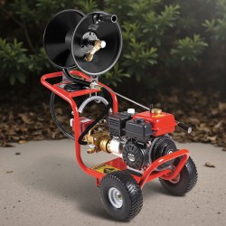 Korkeapaineletkukela teräksinen 15,2 m 3/8-tuuma käsikampi seinä-, lattia- ja ajoneuvoasennus