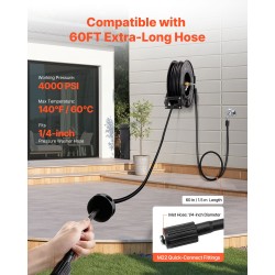 Painepesurin teräsletkukela 18,3 metriä 6,4 millimetriä automaattinen seinälle tai lattialle auton pesuun