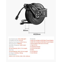 Painepesurin teräsletkukela 18,3 metriä 6,4 millimetriä automaattinen seinälle tai lattialle auton pesuun