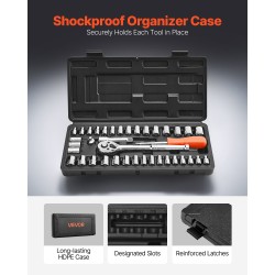 Hylsysarja CR-V-seosteräs 39-osainen 9,5 ja 6,4 mm vetoaukolla SAE ja metriset koot