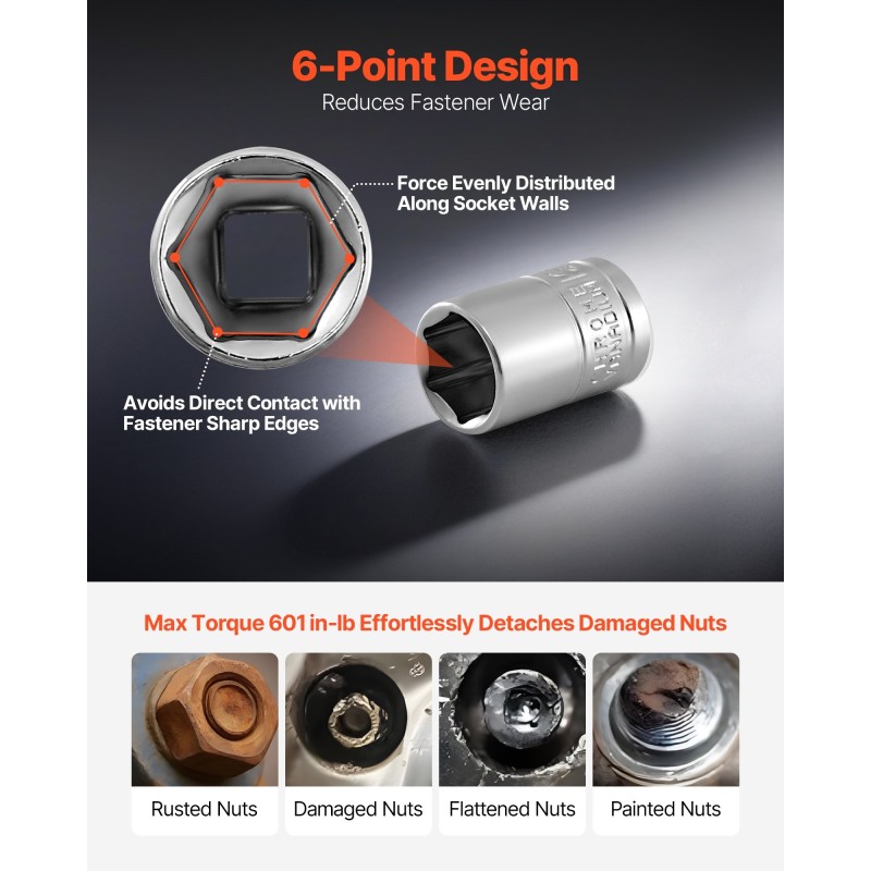 Hylsysarja 27-osainen 1/4-tuuma 6,35 mm CR-V-seosteräs auto- ja yleiskorjauksiin