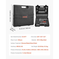 Hylsysarja 149 osaa CR-V seosteräs 1/4 3/8 1/2 tuuma- ja metrisiä kokoja