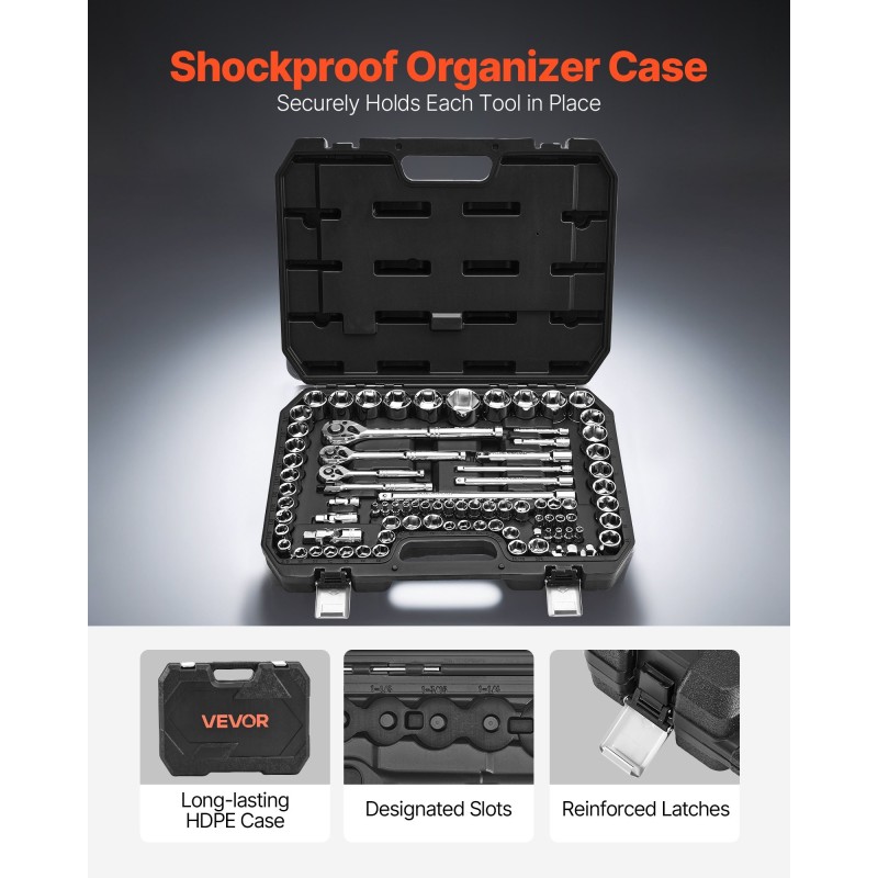 Hylsy- ja räikkäsarja 86 osaa CR-V-seosterästä 1/4 3/8 1/2 tuumaa autoihin