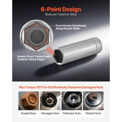 Hylsysarja 225 osaa CR-V-seosteräksestä 1/4 3/8 ja 1/2 tuuman vetokoko