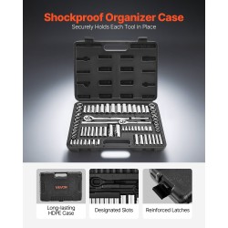 Hylsy- ja räikkäsarja 69 osaa seosteräksinen 9,5 ja 6,4 mm autohuoltoon