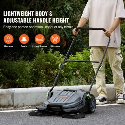 Työnnettävä manuaalinen lattianlakaisukone 65 cm lakaisuleveys 18,9 l roskasäiliö teräs ja muovi