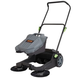 Työnnettävä manuaalinen lattianlakaisukone 65 cm lakaisuleveys 18,9 l roskasäiliö teräs ja muovi