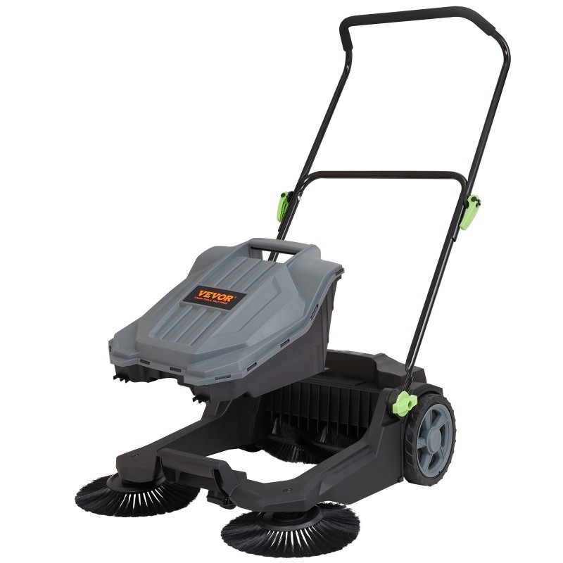 Työnnettävä manuaalinen lattianlakaisukone 65 cm lakaisuleveys 18,9 l roskasäiliö teräs ja muovi