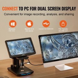 Digitaalinen mikroskooppi 10,1-tuumainen näyttö 10–1300-kertainen suurennus akulla