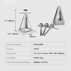 Tukijalat alumiinirunko 4 kpl matkailuautoille perävaunuille säädettävät 280–435 mm 2,72 t kantavuus