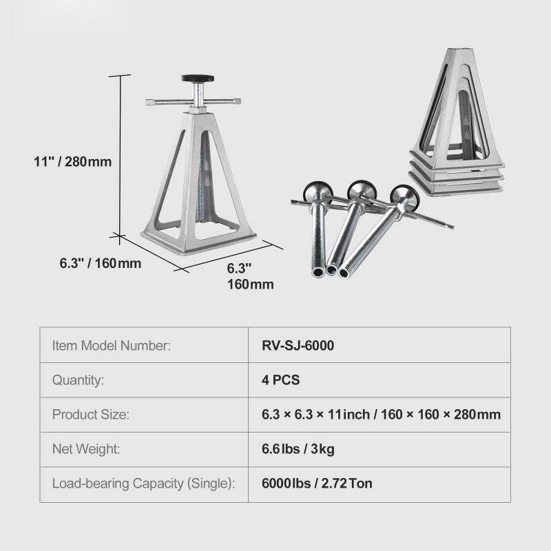 Tukijalat alumiinirunko 4 kpl matkailuautoille perävaunuille säädettävät 280–435 mm 2,72 t kantavuus