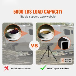 Kolmijalkatuki teräs 2,27 tonnin kantavuus säädettävä 35–57 tuumaa viidennen pyörän vaunuille