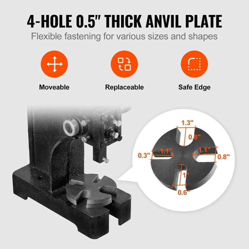 Käsikäyttöinen pöytätelinepuristin yksi tonni valurautarunko viidentoista senttimetrin maksimikorkeus säädettävä kahva