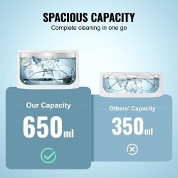 Ultraäänipesuri 625 ml kosketusohjauksella kompakti korujen silmälasien ja kellojen puhdistukseen