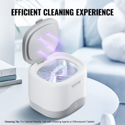 Ultraäänipesuri 200 ml 30W 45kHz SUS304 sisäaltaalla UV sterilointi proteeseille ja koruille