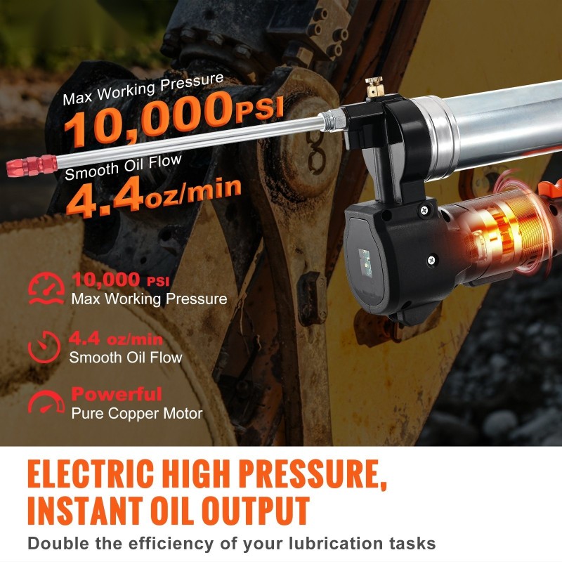 Akkukäyttöinen rasvaprässi 20V 2Ah 10000 PSI 990 mm letku 2 akkua