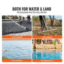 Maisemaharava alumiiniseoksesta 915 mm leveä haravapää 1915 mm varsi 37 piikkiä