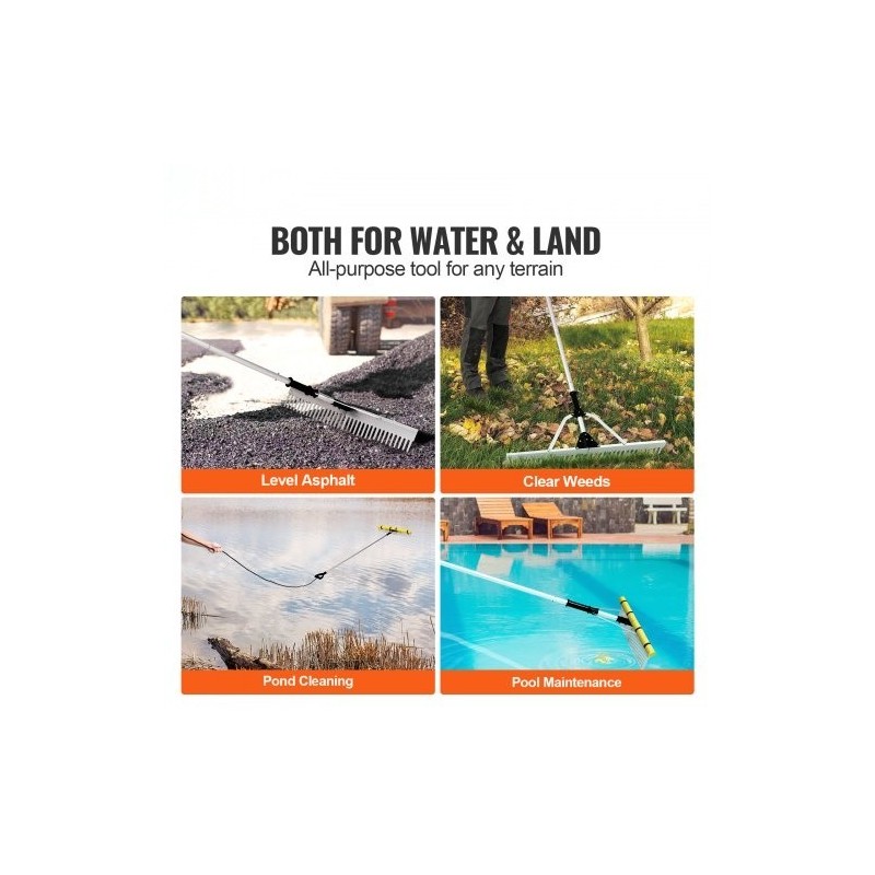 Maisemaharava alumiiniseos 915 mm harapää säädettävä 2600 mm varsi kelluke köysi