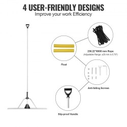 Maisemaharava alumiiniseos 915 mm harapää säädettävä 2600 mm varsi kelluke köysi