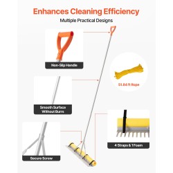 Maisemointiharava alumiinirunkoinen 914 mm leveä haravapää 3380 mm varsi 15,8 m köysi