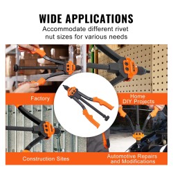 Niittimutterityökalu 35,6 cm lujuusteräksinen runko 70 kpl muttereita 7 vetotappia