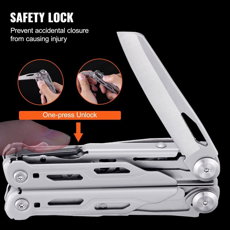 Monitoimipihdit 16 toiminnolla 440A ruostumaton teräs automaattinen lukitus taskuklipsillä kotelolla