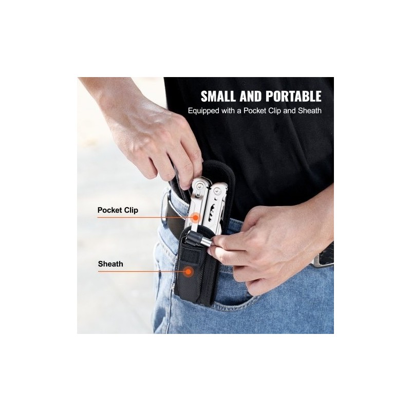 17-in-1-monitoimityökalu 440A-ruostumattomasta teräksestä automaattisella lukolla kotelo ja taskuklipsi