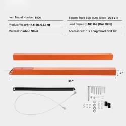 Peräkärryn takalaidan nostoapu hiiliteräs 180 paunaa sivulaidoille 10–24 tuumaa 4–6 jalkaa