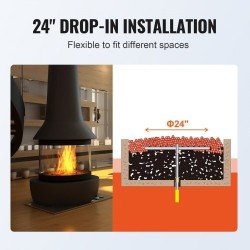 Pyöreä upotettava tulipesäallas 24 tuumaa 304 ruostumatonta terästä propaanille ja maakaasulle