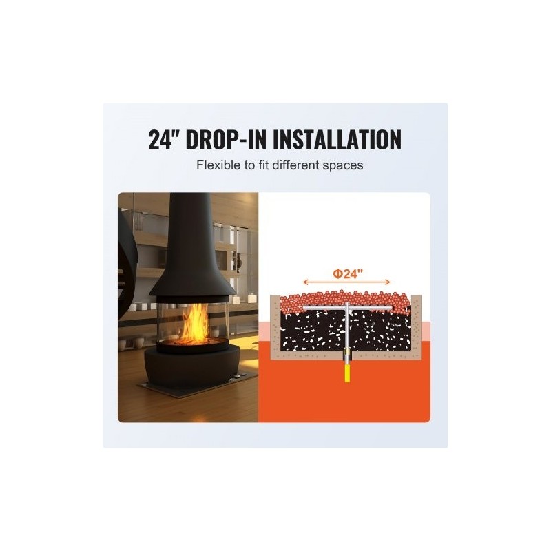 Pyöreä upotettava tulipesäallas 24 tuumaa 304 ruostumatonta terästä propaanille ja maakaasulle