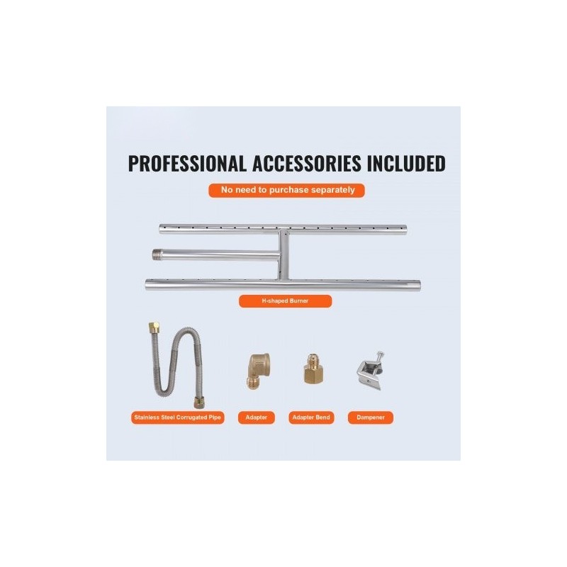 Upotettava H-muotoinen tulipesän poltinruukku SUS304 6×18 propaani ja maakaasu sisä- ja ulkokäyttöön
