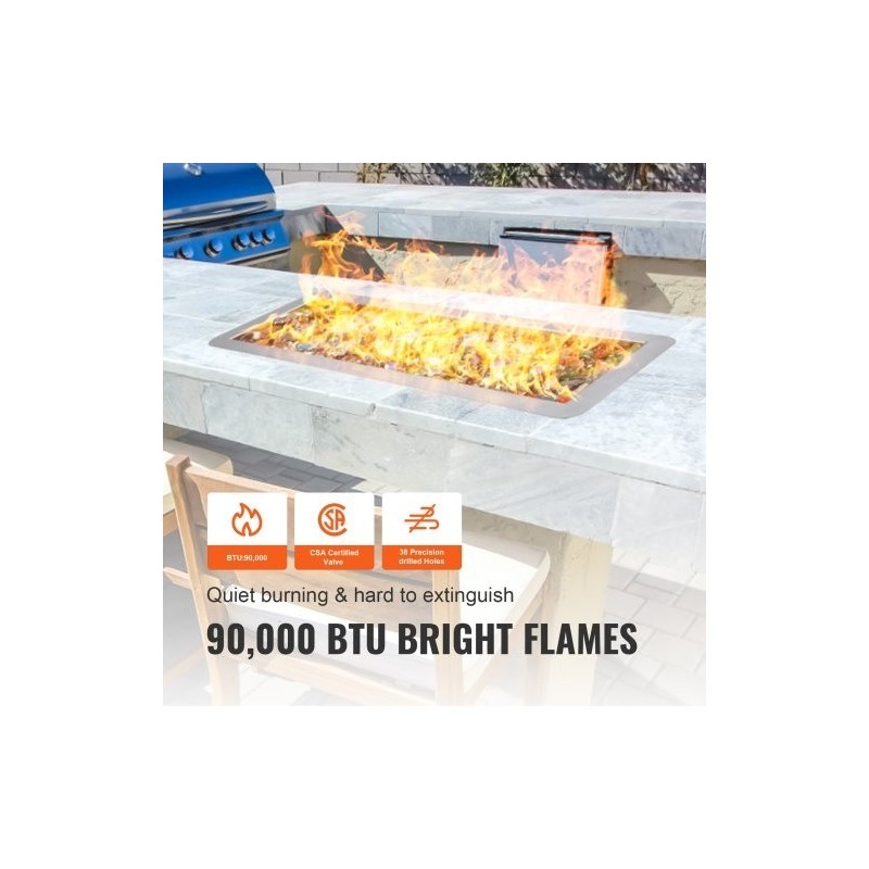 Upotettava H-muotoinen tulipesän poltinruukku SUS304 6×18 propaani ja maakaasu sisä- ja ulkokäyttöön