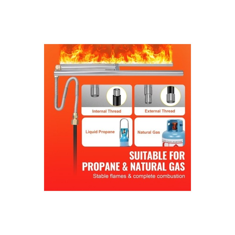 Upotettava H-muotoinen tulipesän poltinruukku SUS304 6×18 propaani ja maakaasu sisä- ja ulkokäyttöön