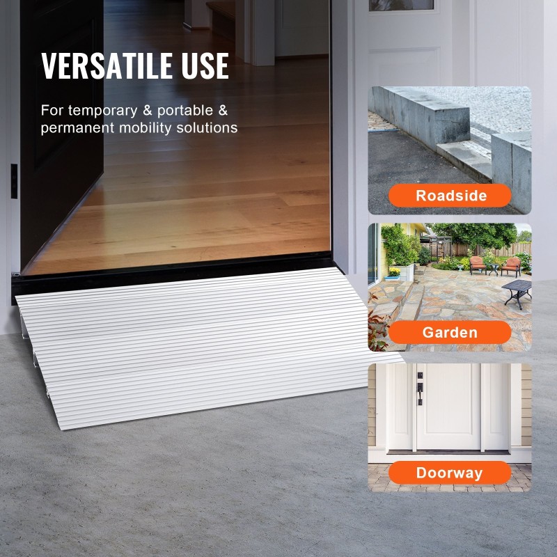 Kynnysramppi alumiiniseosta 7,6 cm 362,8 kg kantavuus modulaarinen pyörätuoleille ja skoottereille