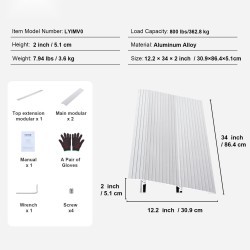 Kynnysramppi alumiiniseoksesta korkeus 5,1 senttimetriä 362,8 kilogrammaa kantavuus säädettävä modulaarinen