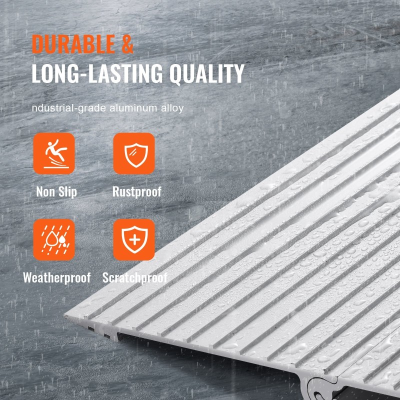 Kynnysramppi alumiiniseosta 2,5 cm 362,8 kg kantavuus säädettävä modulaarinen pyörätuoleille skoottereille