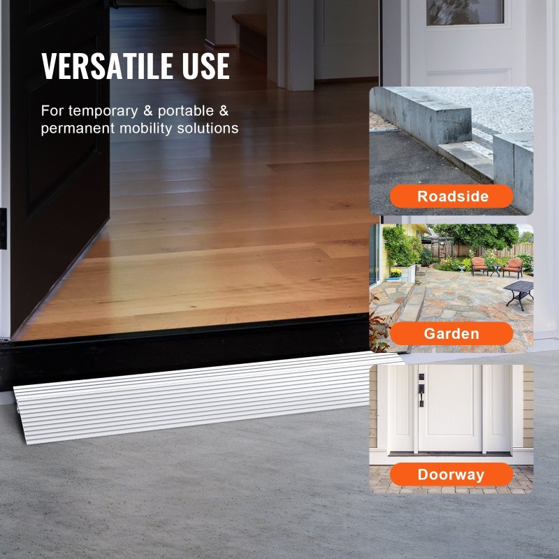 Kynnysramppi alumiiniseosta 2,5 cm 362,8 kg kantavuus säädettävä modulaarinen pyörätuoleille skoottereille