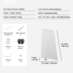 Kynnysramppi alumiiniseosta 2,5 cm 362,8 kg kantavuus säädettävä modulaarinen pyörätuoleille skoottereille