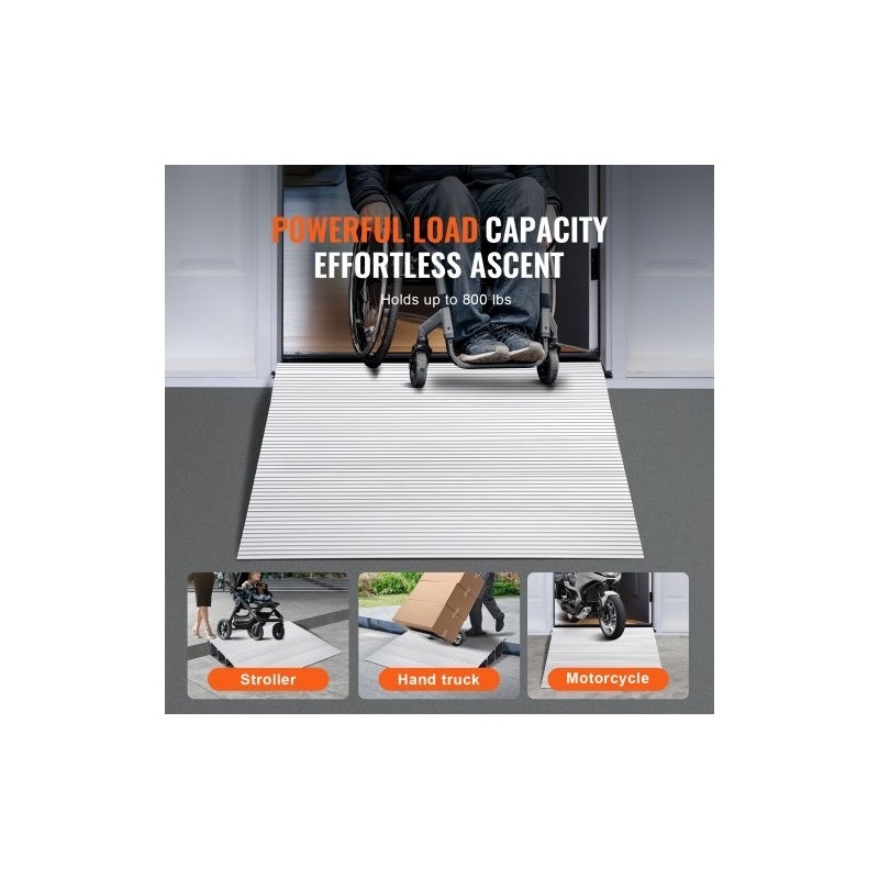 Kynnysramppi alumiininen 12,7 cm korkea 362,8 kg kantavuus modulaarinen säädettävä pyörätuoleille