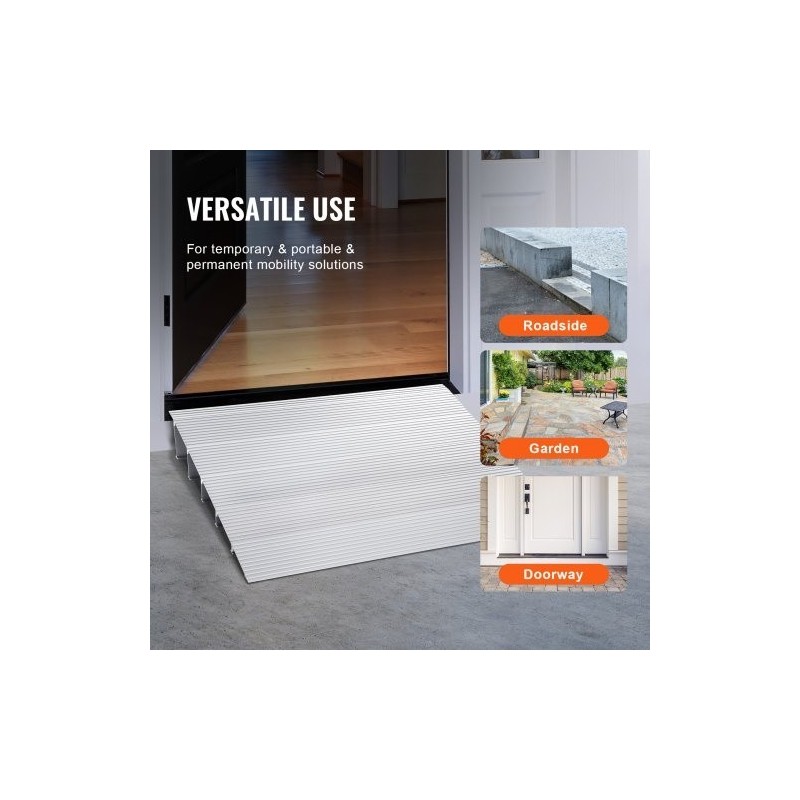 Kynnysramppi alumiininen 12,7 cm korkea 362,8 kg kantavuus modulaarinen säädettävä pyörätuoleille