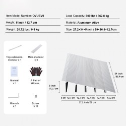 Kynnysramppi alumiininen 12,7 cm korkea 362,8 kg kantavuus modulaarinen säädettävä pyörätuoleille