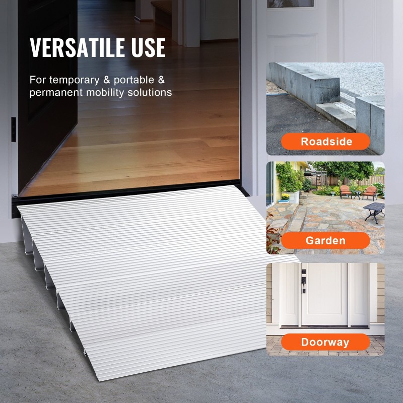 Alumiininen kynnysramppi 15,2 cm korkeus 363 kg kantavuus modulaarinen säädettävä pyörätuoleille