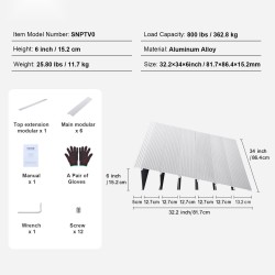 Alumiininen kynnysramppi 15,2 cm korkeus 363 kg kantavuus modulaarinen säädettävä pyörätuoleille