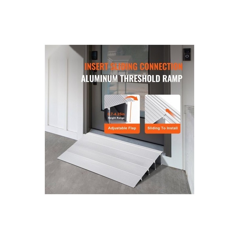 Kynnysramppi alumiiniseoksesta 10,2 cm korkeus 362,8 kg kantavuus modulaarinen ja säädettävä