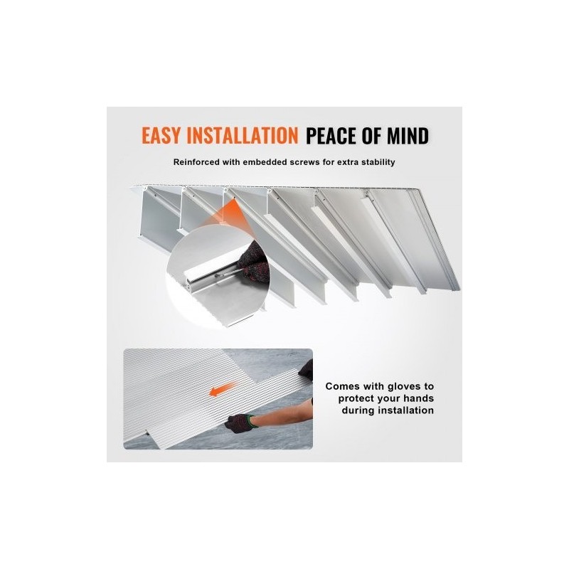 Kynnysramppi alumiiniseoksesta 10,2 cm korkeus 362,8 kg kantavuus modulaarinen ja säädettävä