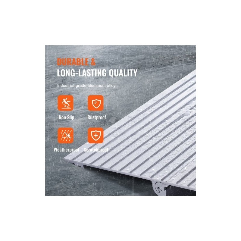 Kynnysramppi alumiiniseoksesta 10,2 cm korkeus 362,8 kg kantavuus modulaarinen ja säädettävä