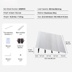 Kynnysramppi alumiiniseoksesta 10,2 cm korkeus 362,8 kg kantavuus modulaarinen ja säädettävä