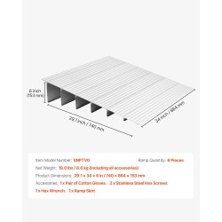 Alumiininen kynnyssilta 138 millimetriä nousu kuusi osaa 363 kilogramman kantavuus pyörätuoleille