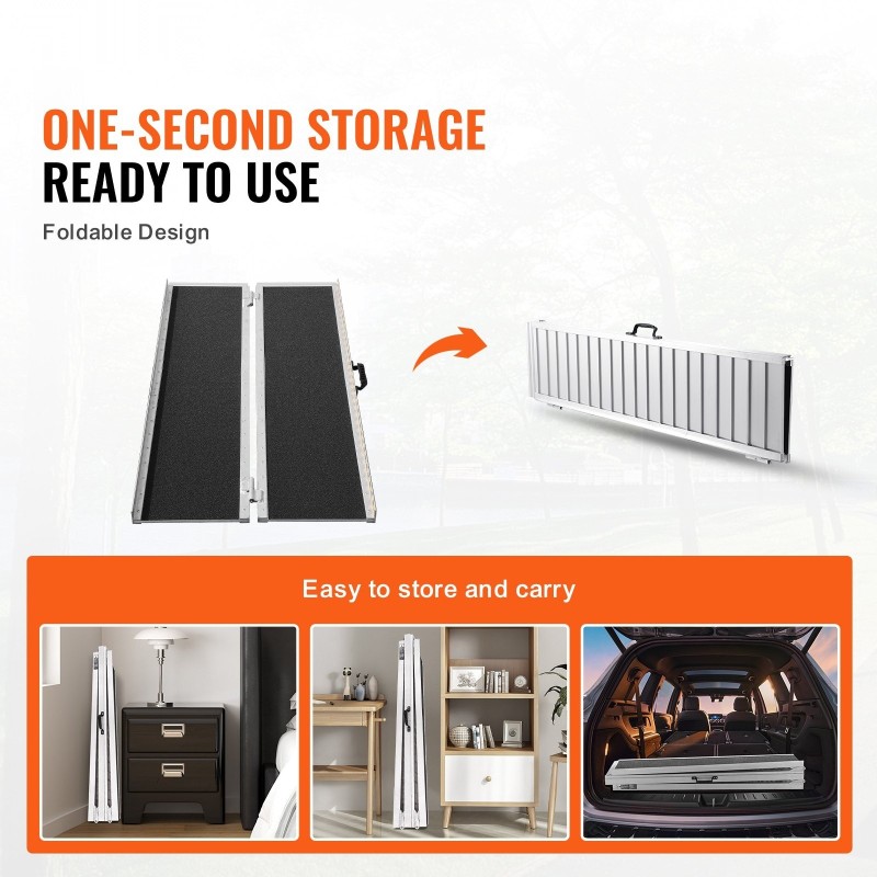 Pyörätuoliramppi alumiiniseos 182,9 cm 363 kg taittuva liukumaton